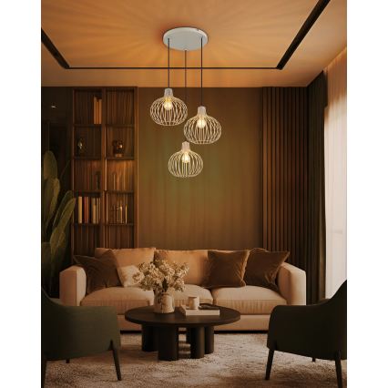 Globo - Lustră suspendată cu cablu 3xE27/40W/230V bej