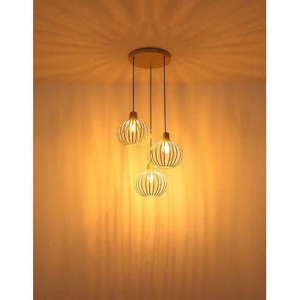 Globo - Lustră suspendată cu cablu 3xE27/40W/230V bej