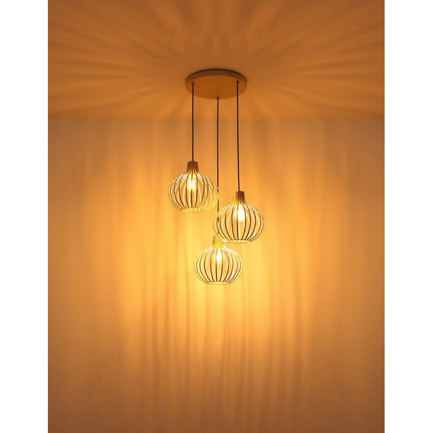 Globo - Lustră suspendată cu cablu 3xE27/40W/230V bej