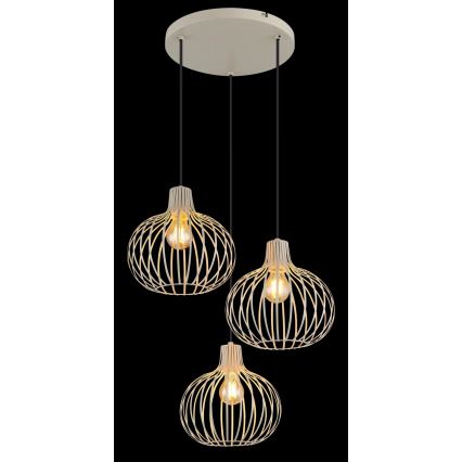 Globo - Lustră suspendată cu cablu 3xE27/40W/230V bej