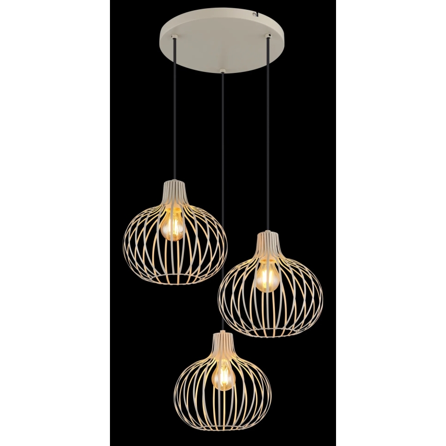 Globo - Lustră suspendată cu cablu 3xE27/40W/230V bej
