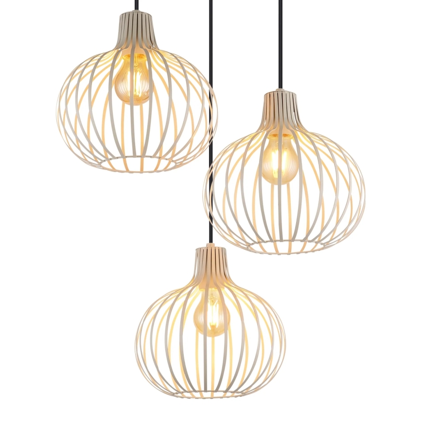 Globo - Lustră suspendată cu cablu 3xE27/40W/230V bej