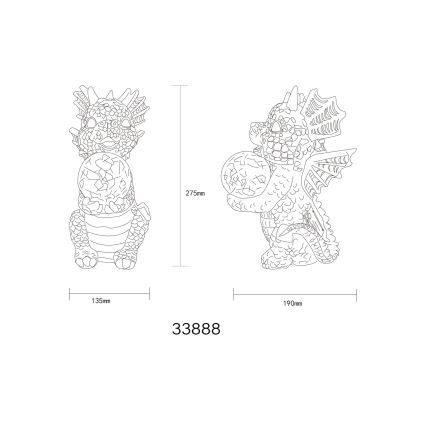 Globo - Decorațiune solară LED LED/0,02W/3V IP44 dragon 300 mAh