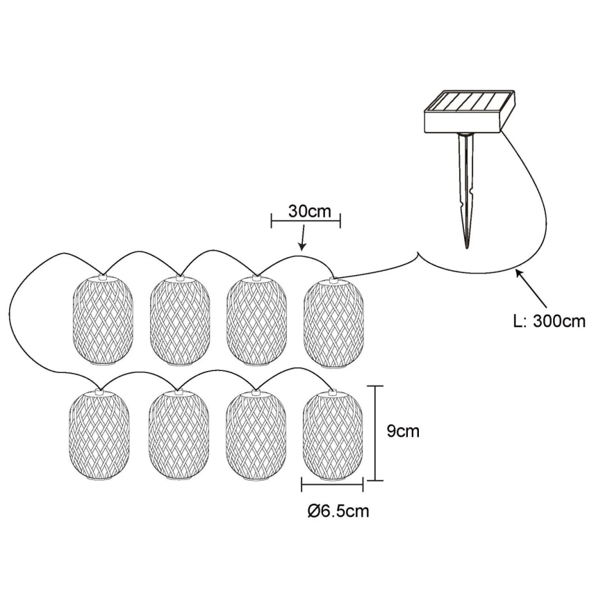 Globo - Șir de lumini solare LED LED/0,06W/3V 650 cm IP44 400 mAh