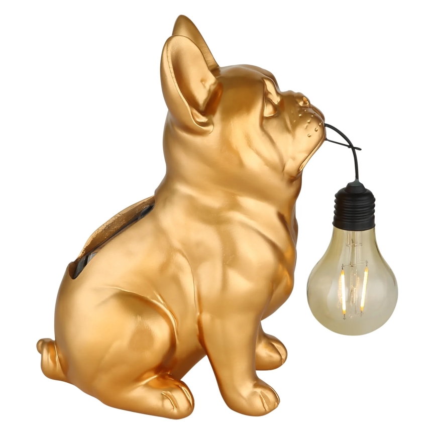 Globo - Lampă solară LED/3V, IP44, 300 mAh, câine auriu