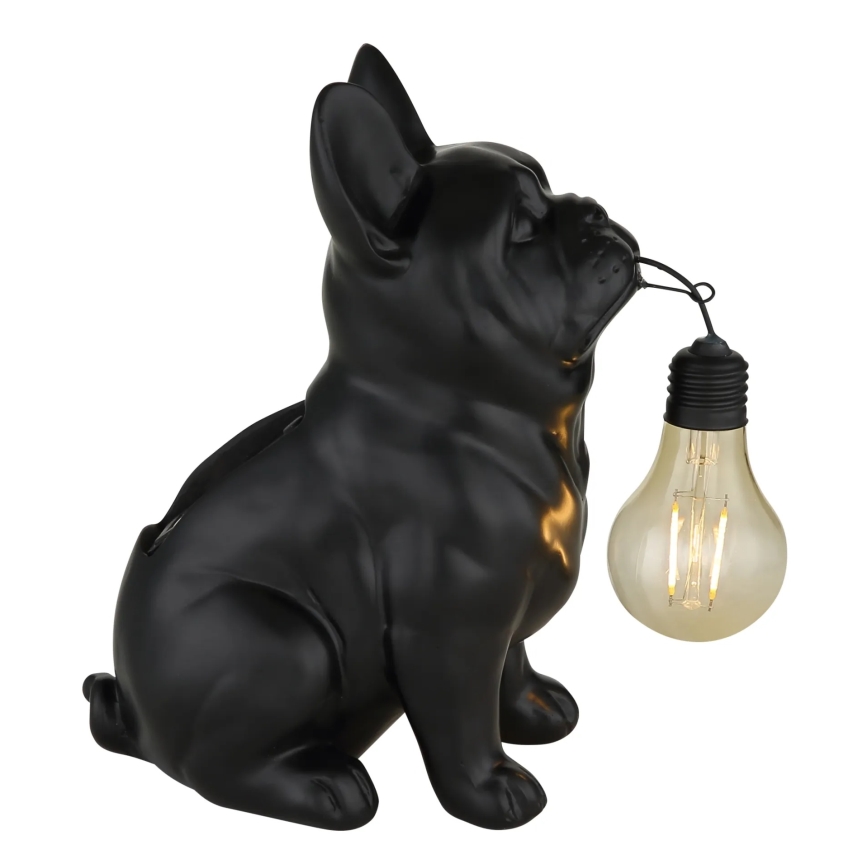 Globo - Lampă solară cu LED 3V, IP44, 300 mAh, negru în formă de câine