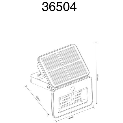Globo - Lampă solară LED reglabilă cu senzor, 8W/5V, 3000/4000/6500K, IP65, 2200 mAh