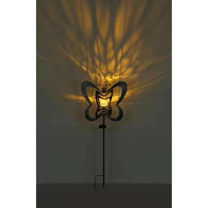 Globo - Lampă solară LED/3V, IP44, 300 mAh, fluture argintiu