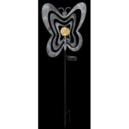 Globo - Lampă solară LED/3V, IP44, 300 mAh, fluture argintiu