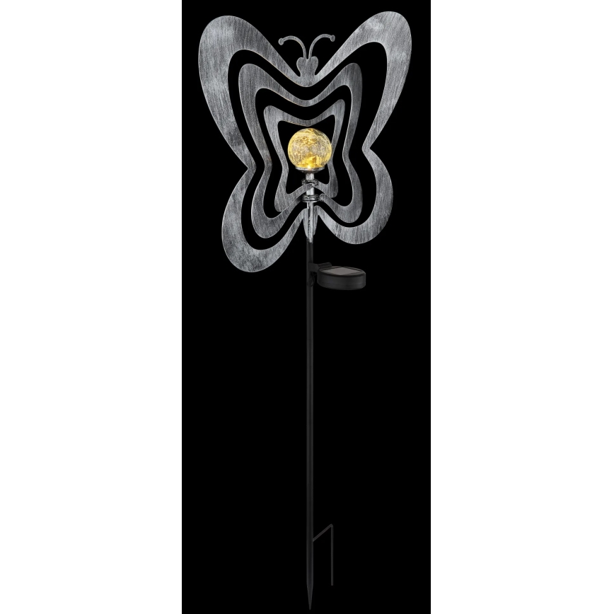 Globo - Lampă solară LED/3V, IP44, 300 mAh, fluture argintiu
