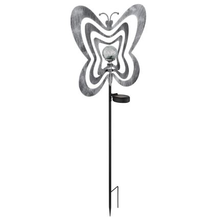 Globo - Lampă solară LED/3V, IP44, 300 mAh, fluture argintiu