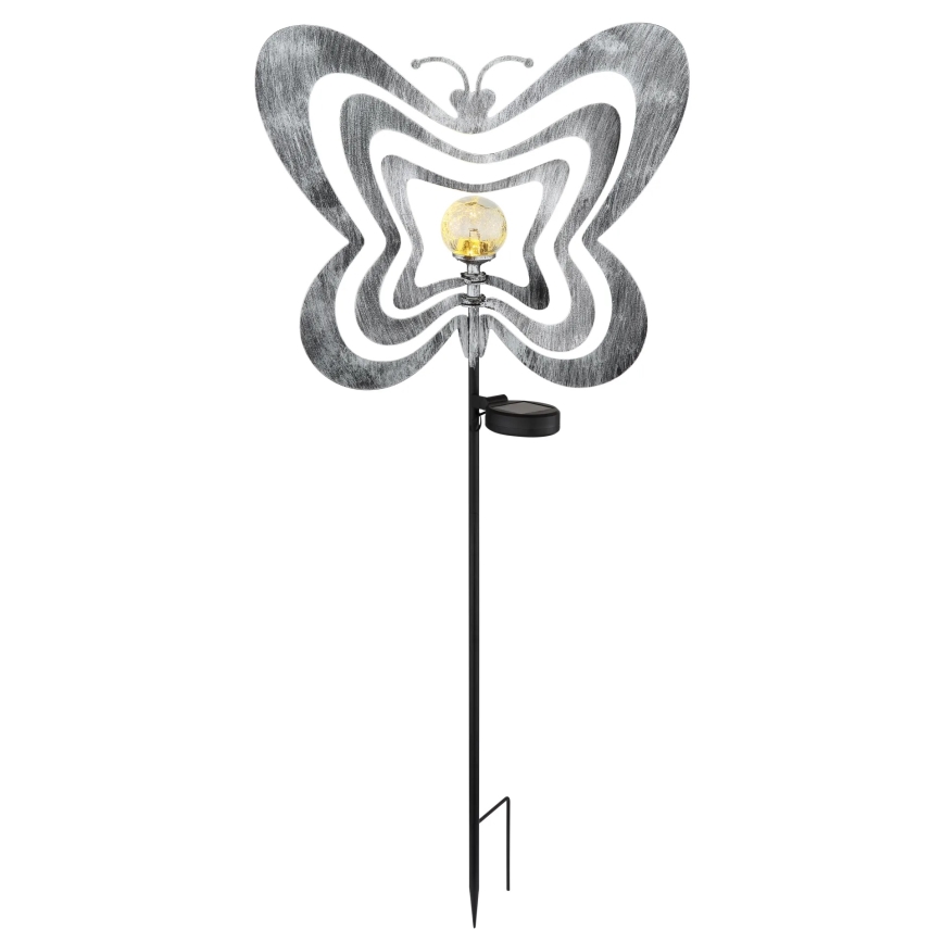 Globo - Lampă solară LED/3V, IP44, 300 mAh, fluture argintiu