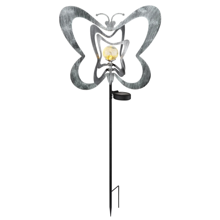 Globo - Lampă solară LED/3V, IP44, 300 mAh, fluture argintiu