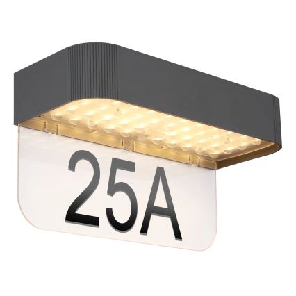 Globo - Placă LED solară pentru număr de casă, 6W, 3,7V, IP54, 1800 mAh