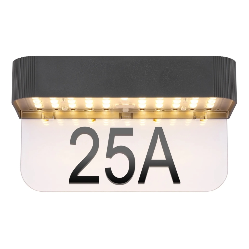 Globo - Placă LED solară pentru număr de casă, 6W, 3,7V, IP54, 1800 mAh