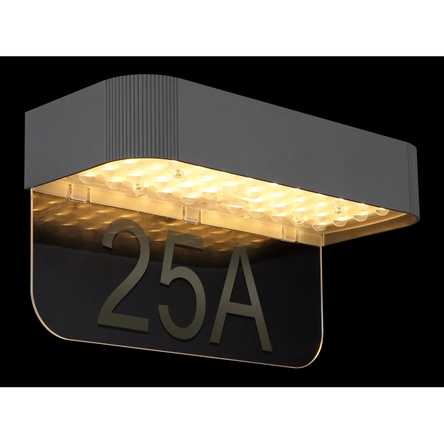 Globo - Placă LED solară pentru număr de casă, 6W, 3,7V, IP54, 1800 mAh