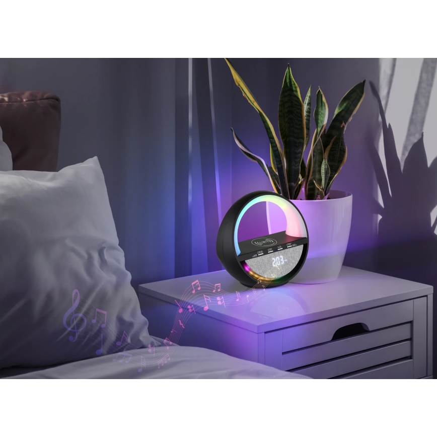 Globo - Lampă de birou LED RGBW reîncărcabilă, cu control tactil, difuzor și încărcare wireless QI LED/3,5W/5V 1800 mAh