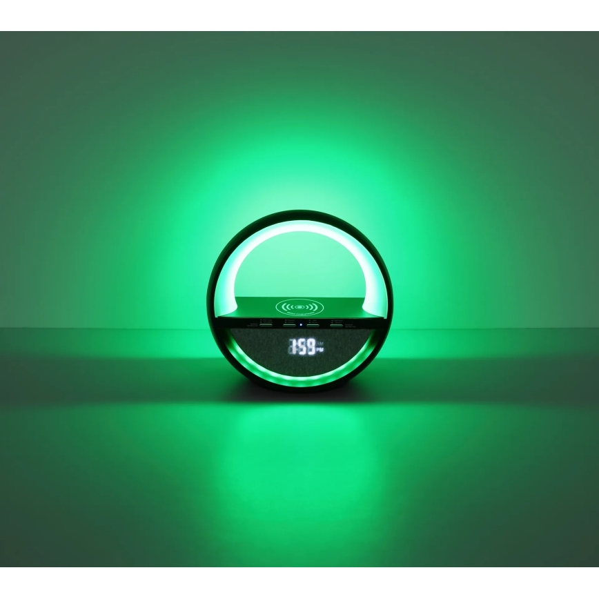 Globo - Lampă de birou LED RGBW reîncărcabilă, cu control tactil, difuzor și încărcare wireless QI LED/3,5W/5V 1800 mAh