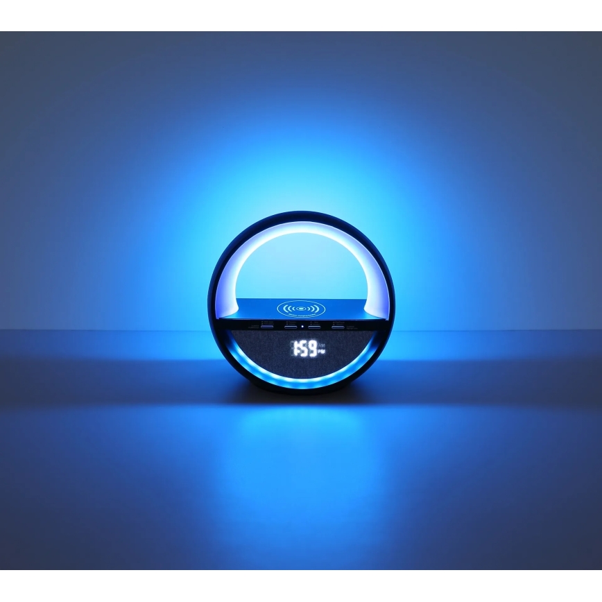 Globo - Lampă de birou LED RGBW reîncărcabilă, cu control tactil, difuzor și încărcare wireless QI LED/3,5W/5V 1800 mAh