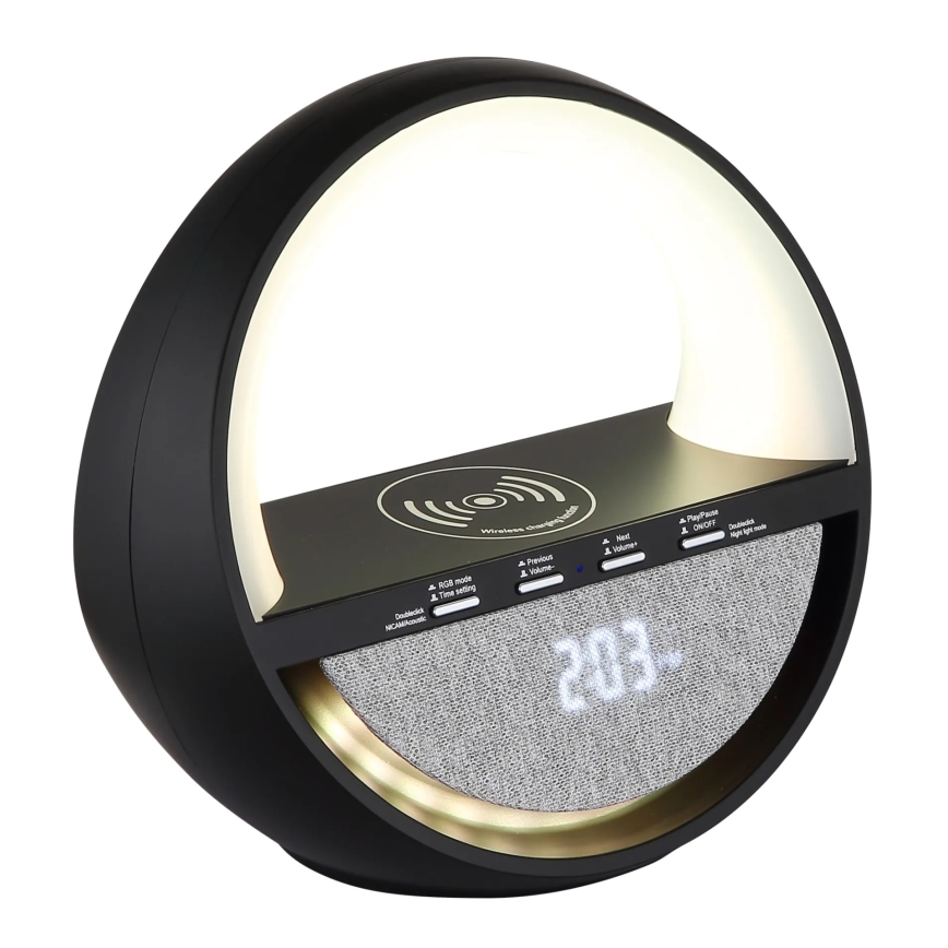 Globo - Lampă de birou LED RGBW reîncărcabilă, cu control tactil, difuzor și încărcare wireless QI LED/3,5W/5V 1800 mAh