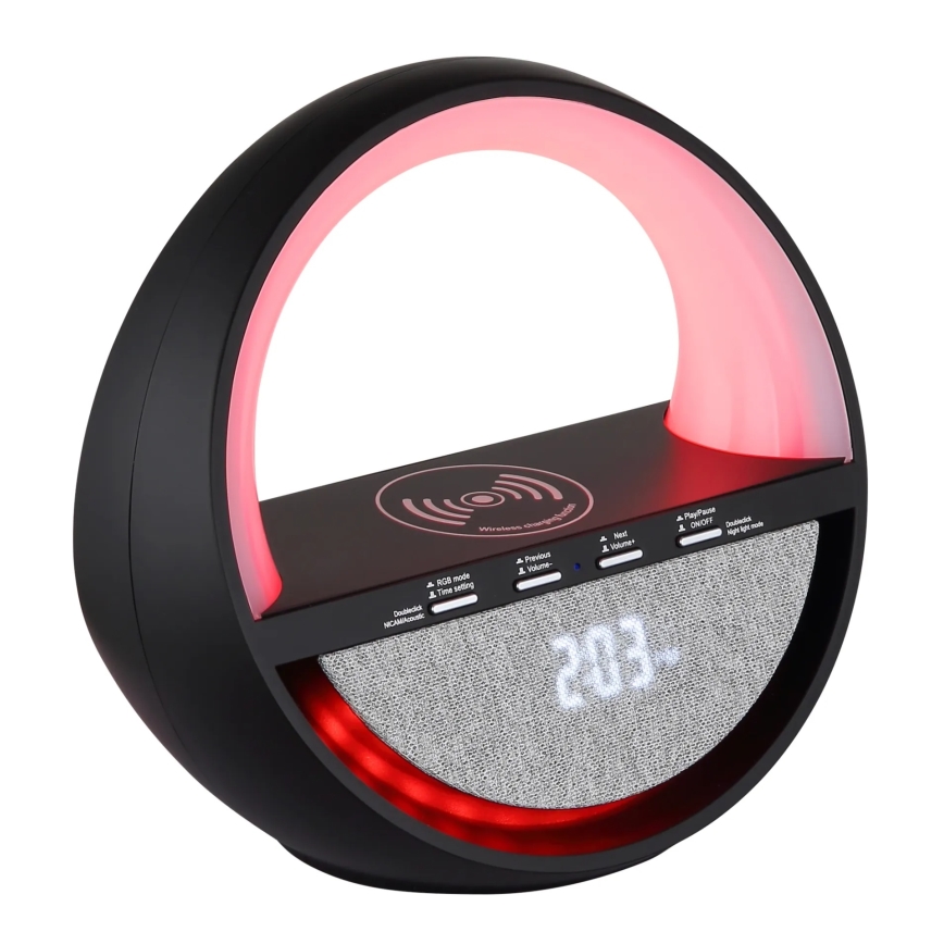 Globo - Lampă de birou LED RGBW reîncărcabilă, cu control tactil, difuzor și încărcare wireless QI LED/3,5W/5V 1800 mAh