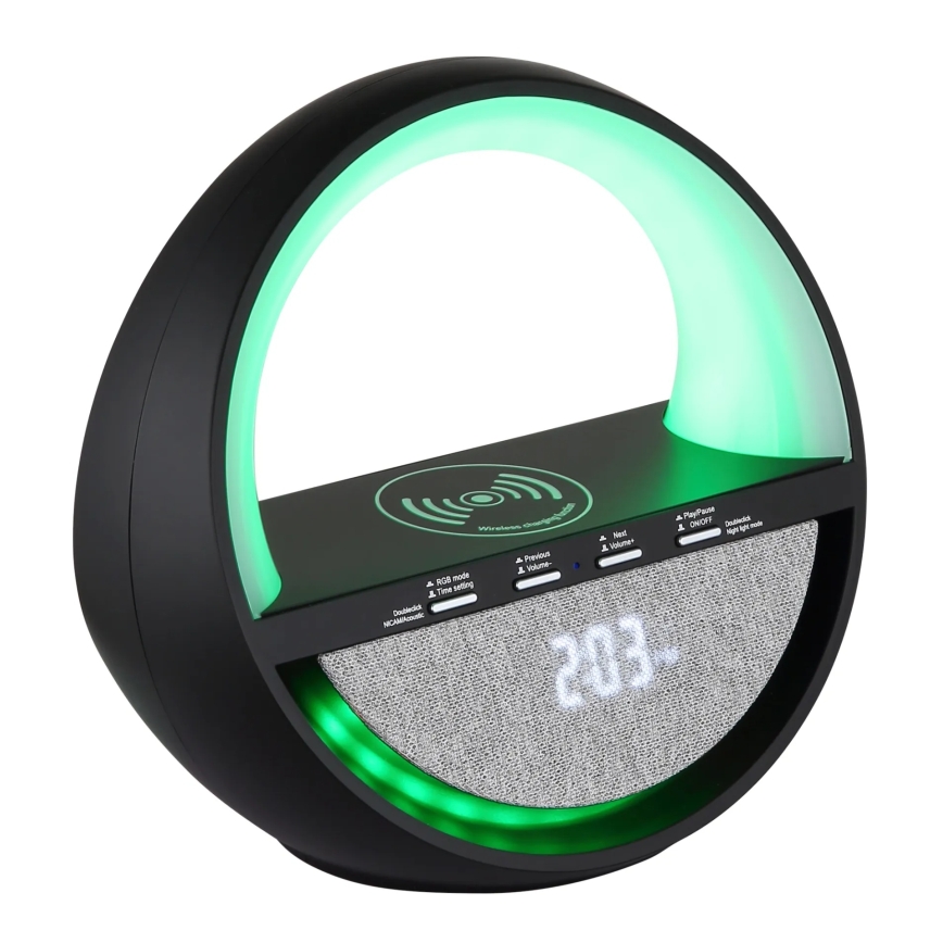 Globo - Lampă de birou LED RGBW reîncărcabilă, cu control tactil, difuzor și încărcare wireless QI LED/3,5W/5V 1800 mAh