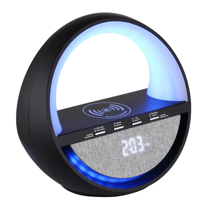 Globo - Lampă de birou LED RGBW reîncărcabilă, cu control tactil, difuzor și încărcare wireless QI LED/3,5W/5V 1800 mAh