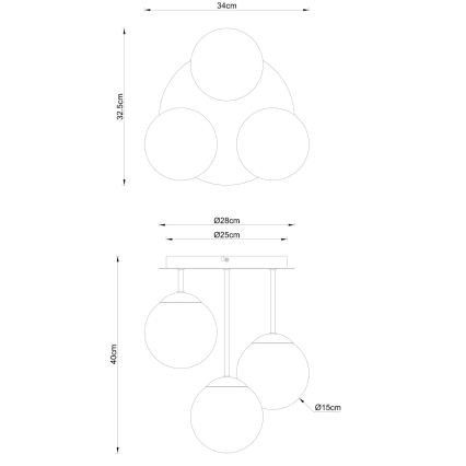 Globo - Lustră aplicată 3xE14/25W/230V alamă