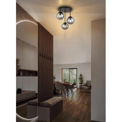 Globo - Plafonieră aplicată 3xE14/25W/230V negru