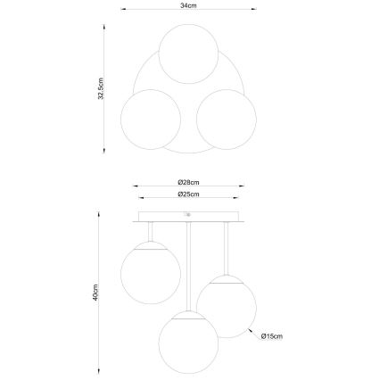 Globo - Plafonieră aplicată 3xE14/25W/230V negru