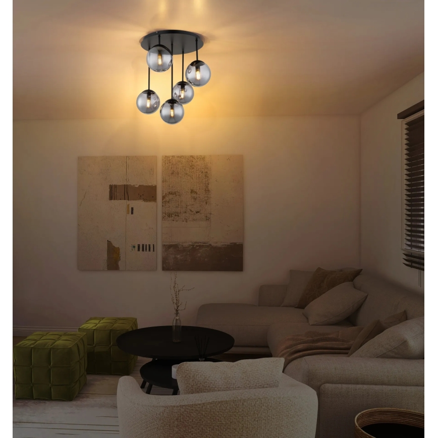 Globo - Lustră aplicată de tavan 5xE14/25W/230V negru