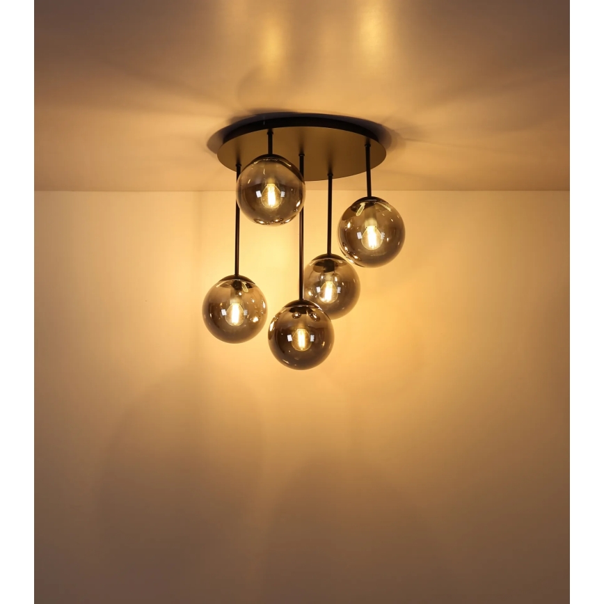 Globo - Lustră aplicată de tavan 5xE14/25W/230V negru