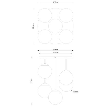 Globo - Lustră aplicată de tavan 5xE14/25W/230V negru