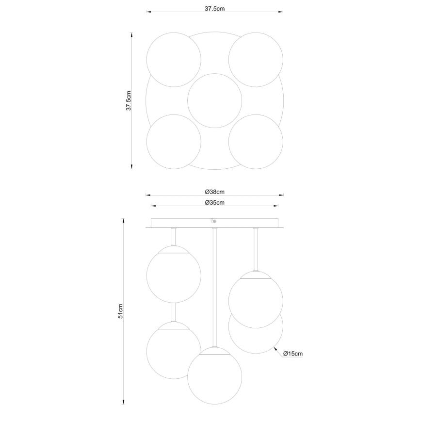 Globo - Lustră aplicată de tavan 5xE14/25W/230V negru