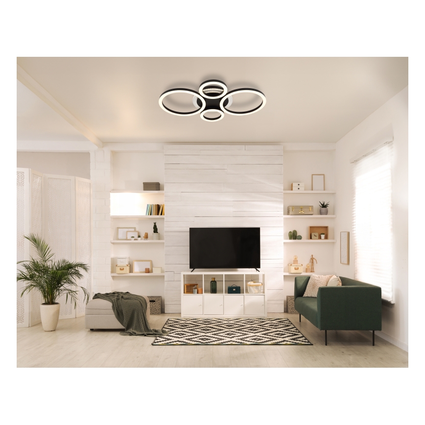 Globo - Plafonieră LED 40W/230V 2700/4500/6500K, dim. 35,5x53 cm, neagră