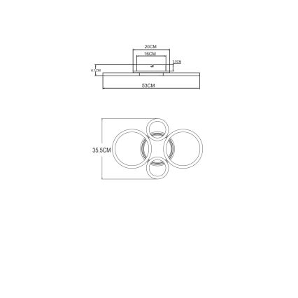 Globo - Plafonieră LED/40W/230V 2700/4500/6500K Ø 35,5x53 cm alamă