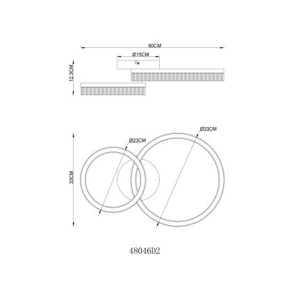 Globo - Lampă de tavan LED, 24W, 230V, 3000K, 33 x 50 cm