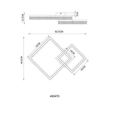 Globo - Plafonieră LED, 24 W, 230 V, 3000 K, 46,5 x 62,5 cm