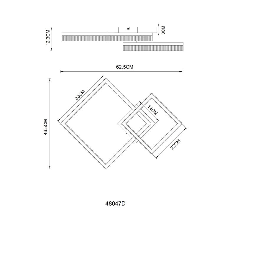 Globo - Plafonieră LED, 24 W, 230 V, 3000 K, 46,5 x 62,5 cm