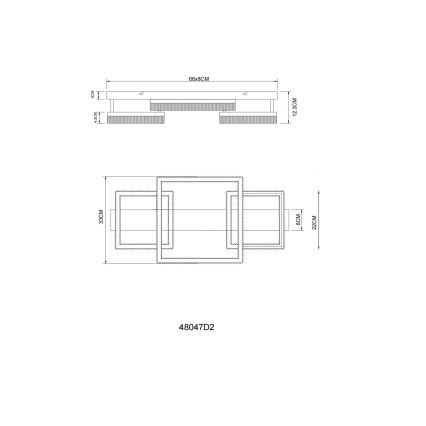 Globo - Plafonieră LED 40 W, 230 V, 3000 K, 33 x 66 cm