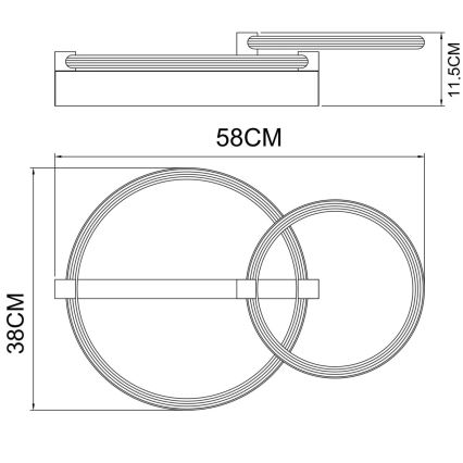 Globo - Plafonieră LED 24W/230V, 3000K, 58x38 cm, neagră