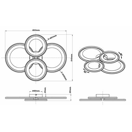 Globo - Plafonieră LED 50W/230V 3000K 64,5x85,5 cm