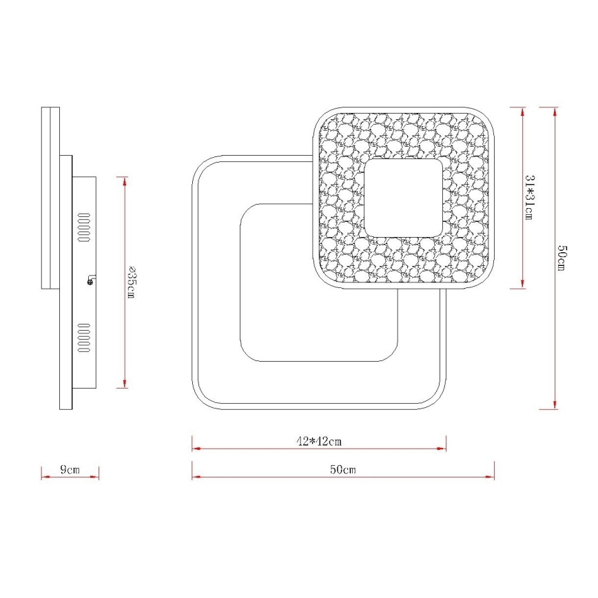 Globo - Plafonieră LED reglabilă LED/48W/230V 2700-6000K 50x50 cm + telecomandă