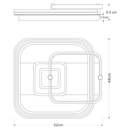 Globo 48459-48 - Plafonieră LED reglabilă ANI LED/48W/230V 2700-6000K 48x52 cm + telecomandă