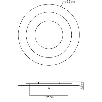 Globo - Plafonieră LED, 24W, 230V, 3000K, Ø 35 cm, aurie
