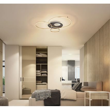 Globo - Plafonieră LED dimabilă LED/54W/230V 2700-6500K 90x70 cm antracit/auriu + telecomandă