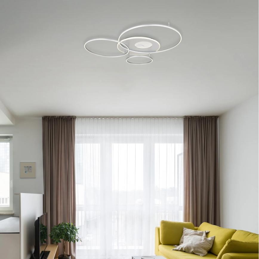Globo - Plafonieră LED dimabilă LED/54W/230V 2700-6500K 90x70 cm culoare argintie + telecomandă