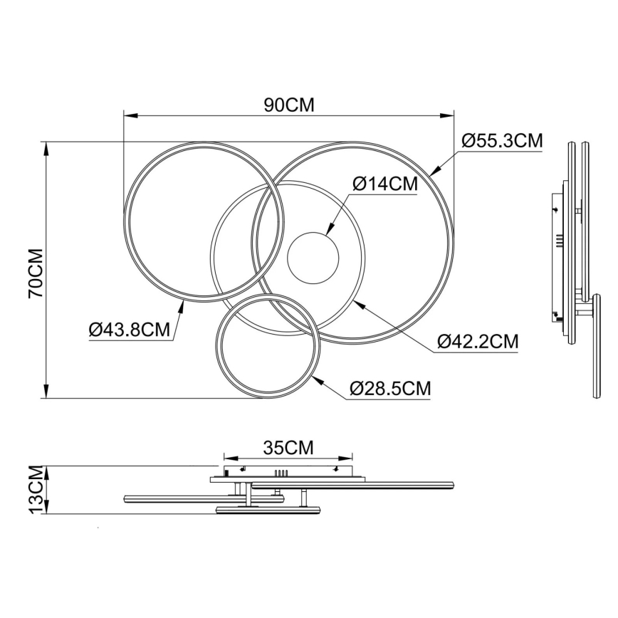 Globo - Plafonieră LED dimabilă LED/54W/230V 2700-6500K 90x70 cm culoare argintie + telecomandă