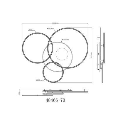 Globo - Plafonier LED dimabil 70W/230V 2700-6500K auriu + telecomandă