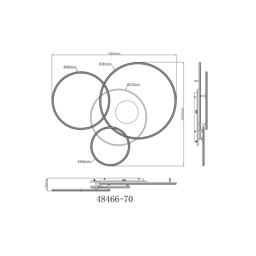 Globo - Plafonier LED dimabil 70W/230V 2700-6500K auriu + telecomandă